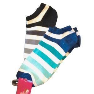 Two Pairs of Women’s Striped Ankle Socks One Size Fits Most